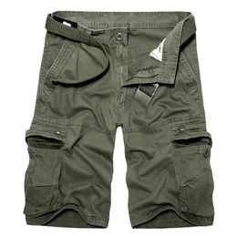 Mens Military Cargo Shorts Summer Army Green Cotton Shorts Men Loose Multi-Pocket Shorts Homme Casual Bermuda Trousers 40 210329