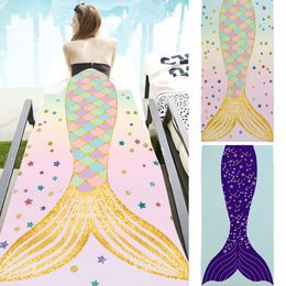 Mermaid Tail Beach Towel Rectangle Microfiber Mats Blankets cartoon Beach Blanket Soft bath home towel 150*75 cm Adults Bath Towels RRD7249