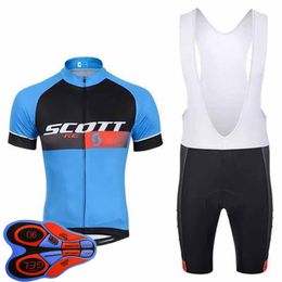 SCOTT Team Ropa Ciclismo Breathable Mens cycling Short Sleeve Jersey Bib Shorts Set Summer Road Racing Clothing Outdoor Bicycle Uniform Sports Suit S210042090
