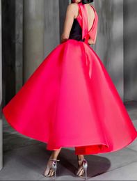 Elegant Prom Formal Dress High Neck Sleeveless Ankle Length Evening Party Gowns With Bow Vestidos Robe De Soiree Customed 2022265u