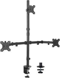 Triple LCD Monitor Desk Mount Stand Heavy Duty and Fully Adjustable | 3 Screens Up to 30 Inches (Stand-V003T)