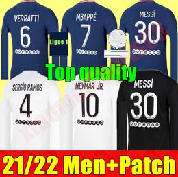 22 22 luva longa kits adultos futebol jerseys psg "Maillots futebol 2021 2022 Messi sergio ramos mbappe icardi neymar camisa jr homens kit sets maillot de pé