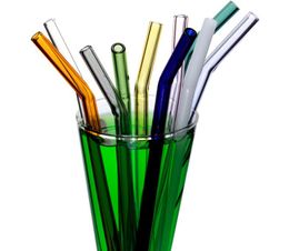 2021 Reusable Eco Borosilicate Glass Drinking Straws Clear Coloured Bent Straight Straw 18cm*8mm Milk Cocktail Drinking Straws