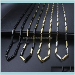 Necklaces & Pendants Jewelrystainless Steel Chains Necklace For Women Black Gold Color Choker Charms Collier M Width 50-55Cm Length Drop Del