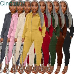 Women Tacksuits Two Pieces Set Designer Velvet Fabric Hoodie Zipper Jacket Pants Sweatshirt Leggings Solid Colour Leisure Suit 8 Colours