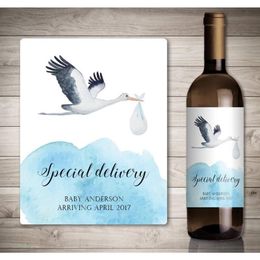 wine bottle labels UK - Other Arts And Crafts Personalized Baby Announcement Wine Bottle Labels, Special Delivery Stork Pregnancy Ideas Label Stickers