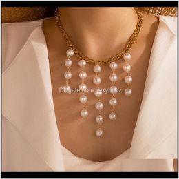 & Pendants Drop Delivery 2021 Pearl Irregular Tassel Necklace For Women Vintage Baroque Gold Snake Chain Design Jewellery Gift Pendant Necklace