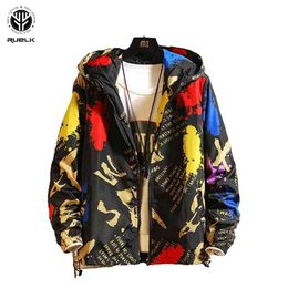 RUELK Men's Jacket Spring And Autumn Fashion Trend Creative Tie-Dye Printing Loose Camouflage Tooling Jacket Men's Clothing 210819