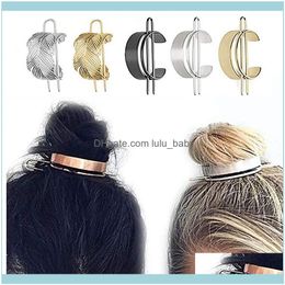 Headbands Jewelrysticks Feather Bun Cuff Leaf Pin Set Unique Wedding Aessories For Women Retro Hair Pins Cage Femme Jewellery Drop Delivery 20