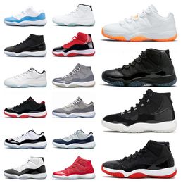 men hat boxes UK - With box Authentic Mens Womens jumpman 11 Sports Shoes Citrus Low Concord High Bred Gamma Blue Space Jam Cap and Gown Traniners Flat Sneakers Outdoor