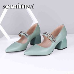 SOPHITINA Fashion Pumps Women Comfortable Square Heels Elegant Pointed Toe Office Ladies Pumps Everyday Casual Shoes Women SC710 210513