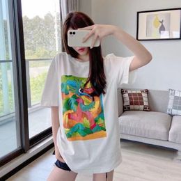 2021 Men Women Cartoon Dinosaur Oil Painting Print Correct Version Round Neck Short Sleeve T-shirts