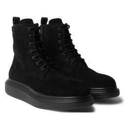 Genuine Leather Men's Boots Winter Black Shoes Platform Men's Boots