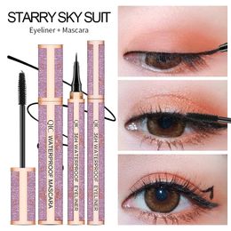 Eye Makeup Newest QIC 4D Firbe Lash Starry Sky Suit Eyeliner+Mascara 2in1 Set Volume Long Lasting Waterproof Eyeliner Pencil kit Black