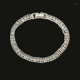 Luxury Crystal Jewellery Bracelet Link Chain For Lady Girl Rhinestone Elegant Wedding Prom 1PC #B086 Bangle
