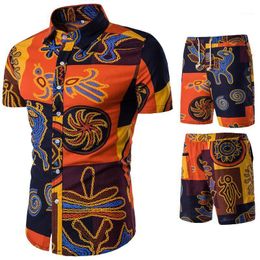 M-5xl Summer Men's Clothing Short-sleeved Printed Shirts Shorts 2 Piece Fashion Male Casual Beach Wear Clothes Quick-drying Tracksuits