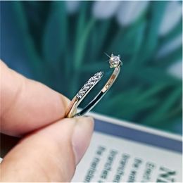 Snake Diamond Cz Ring Sterling Sier Jewellery Simple Party Wedding Band Rings for Women Bridal Accessory