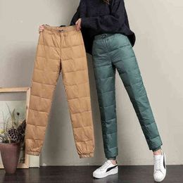 Winter Warm Cotton Down Straight Pants Women Solid Colours Plus Size 4XL Mom Pants Casual Thicking Sweatpants Oversize Trousers Y211115