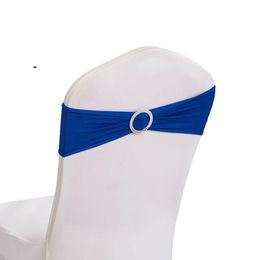 2021 100pc/lot Chair Sash Bands Spandex Wedding Chair Cover Sashes Band with Plastic Buckle for Wedding Party decoration