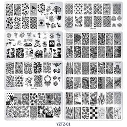 8PCS Nail Art Decorations Plates Stamping Templates Leaf Floral Printing Design Stencil for Manicure Kits NAP002
