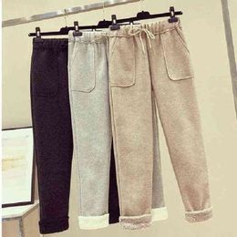 Cotton Plaid Casual Pants Trousers Women's Loose And Thin Women Female fleeceLady P3 562 211124