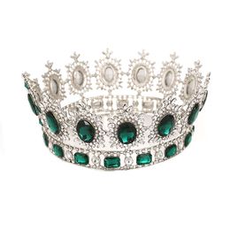Bridal Crown Queen Rhinestone Crystals Royal Wedding Crowns Crystal Stone Red Big Gold Headband Hair Studio Molding Party Tiaras210A