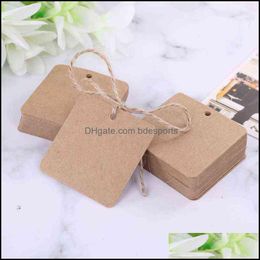 Greeting Cards Event & Party Supplies Festive Home Garden 100Pcs Blank Square Kraft Paper Gift Hang Tags Wedding Label Price Card Craft With