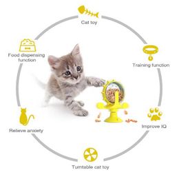 Pet Cat Dog Leaky Food Feeder Dispenser Toys Rotating Windmill Training Ball Interactive Exercise Multi-Functional Food Feeder 210929