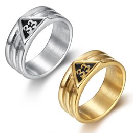 Gold Plated Scottish Rite 33rd Degree Grooved Band Rings Stainless Steel Freemason Ring Masonic Ring Freemason's Jewellery for Free Masons