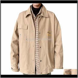 Outerwear Mens Clothing Apparel Drop Delivery 2021 Khaki Japanese Jackets Loose Turndown Collar Long Sleeve Jacket Coats Men Casual Fahion Ko