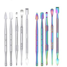 Colourful Stainless Steel vape Dabber Tool Rainbow Concentrate Wax Oil Pick Tools for Dry Herb dab Skillet SN6174