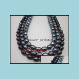 Beaded Necklaces & Pendants Jewelry 50Inch 10-11Mm Tahitian Black Pearl Necklace 14K Golden Clasp Drop Delivery 2021 Eq