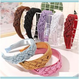 Jewelry Braided Twist Headbands Women Wide Solid Color Bands Hoop Fashion Handmade Hairbands Hair Aessories Drop Delivery 2021 13Gd4