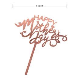 wholesale bakery decorations NZ - ahappy mothers day topper acrylic rose gold mom ever birthday party cake decoration bakery supplies 2172 V2