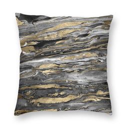gold throw pillow covers Australia - Stylish Gold Abstract Marbleized Paint Throw Pillow Cover Polyester Marble Texture Creative Pillowcase Cushion Decorative