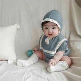 summer baby bodysuit lapel cotton edge onesie crawling suit girl clothes 210702