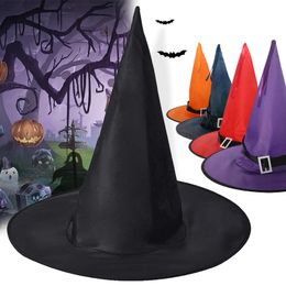 2021 New Christmas Party Glowing Witch Hat Without LED Light Wizard Hats Masquerade Costume Accessories Adult Kids Favor Halloween Decoratio