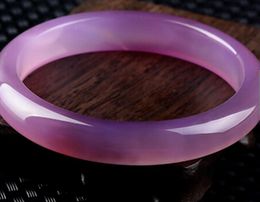 lavender jade bracelets UK - Bangle Natural 56-63mm Chinese Lavender Purple Agate Jade Jadeite Bracelet
