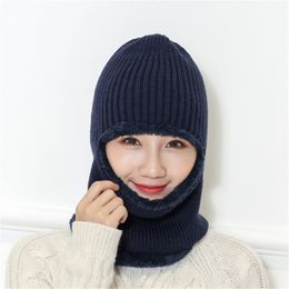 Men Women Knitted Wool Hat 3 Style Multi Colors Autumn Winter Windproof Dust-proof Plus Velvet Soft Elastic Double Layer Warm Hat DH0534 T03