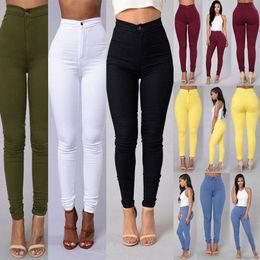 Wholesale Hot Style Leggings Thin High-waisted Women Jeans Stretch Pencil Pants Skinny Candy Coloured Jeans Leisure Bottom Jeans