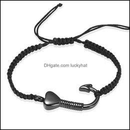 Link Bracelets Jewelrylink Chain Imrsanl Fish Hook Cremation Jewellery Bracelet For Ashes Stainless Steel Braided Rope Wristband Urn Bangles