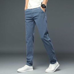 2021 Autumn New Classic Style Men's Stretch Slim Casual Pants Letter Embroidery Fashion Trousers Male Black Lake Blue Light Gray Y0811