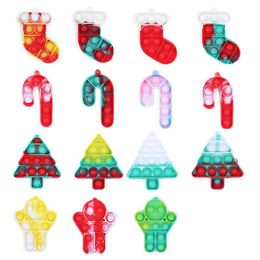 Cell Phone Charm Children Adult Christmas Push Bubble Fidget Sensory Toy Key Ring Educational Anti-stress Toys Keychain 400pcs/lot Gingerbread Man Candy