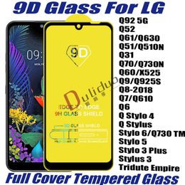 9D full cover tempered glass phone screen protector for LG Q92 5G Q52 Q61 Q630 Q51 Q31 Q70 Q60 Q6 Q8 Q7 Q6 Q Stylus Stylo 6 5 3 Tridute Empire