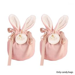 2pcs Cartoon Soft Party Wedding Ear Velvet Candy Bag Biscuit Baking Easter Decoration Cookie Packaging Accessories Gift Wrap