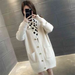 Women's Knitwear Thick Jacket Fall Oversized Loose Korean Style Single Breasted Winter Cardigan Sweater Ropa Mujer 210914