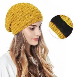 Berets Winter Women Men Knitted Hats Plus Velvet Warm Knit Beanies Fashion Unisex Casual Hat Skullies Cap Bonnet Ski Skate 2021