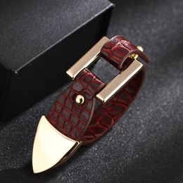 Charm Bracelets The Red Blue Black Brown PU Leather Personality Bracelet Crocodile Skin Temperament For Women