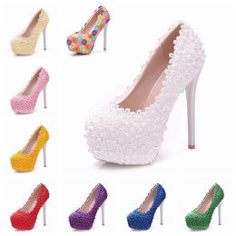 Multicolour Flower Women Shoes New Arrival Wedding Shoes Bride High Heels Platform Pumps Ladies Party Dress Shoes