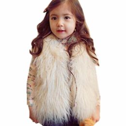 Winter Fall Baby Toddler Vest Girl s Tan Waistcoats Faux Wool Fur Kids Girls Clothes Child Jackets Coats JW0237A 211203